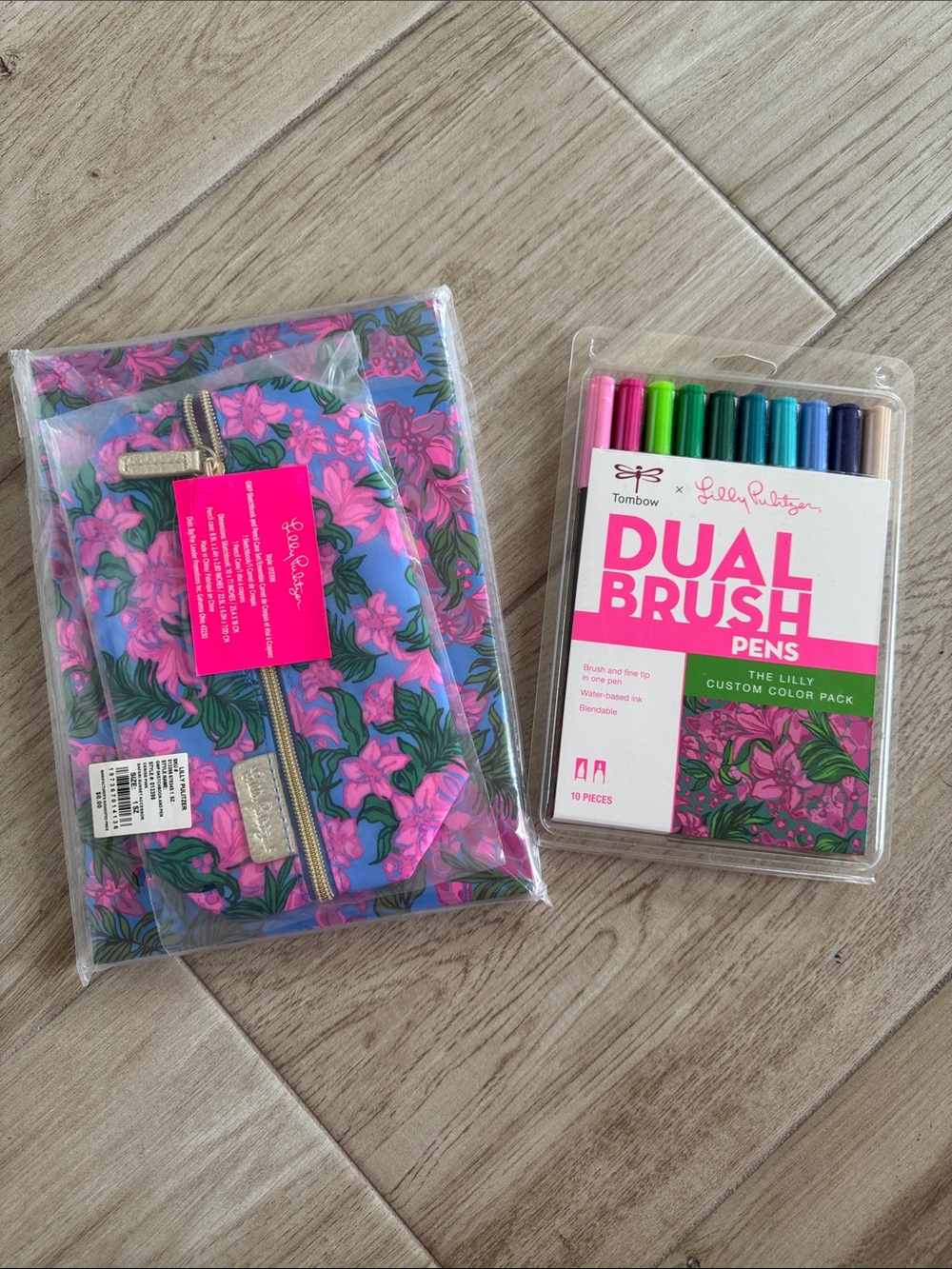 Lilly Pulitzer Dual Brush Pens and Sketchbook and Pencil Case